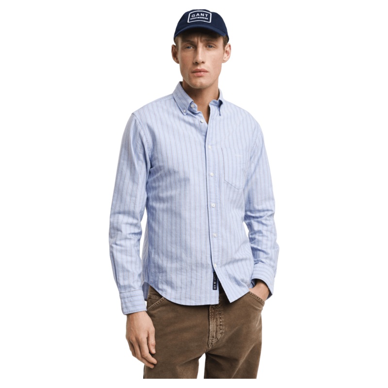 GANT Reg Oxford Stripe Shirt Myosotis Blue Small