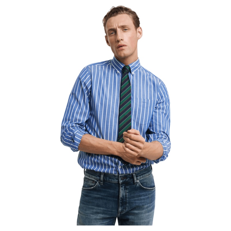 GANT Reg Poplin Stripe Shirt Lapis Blue Medium