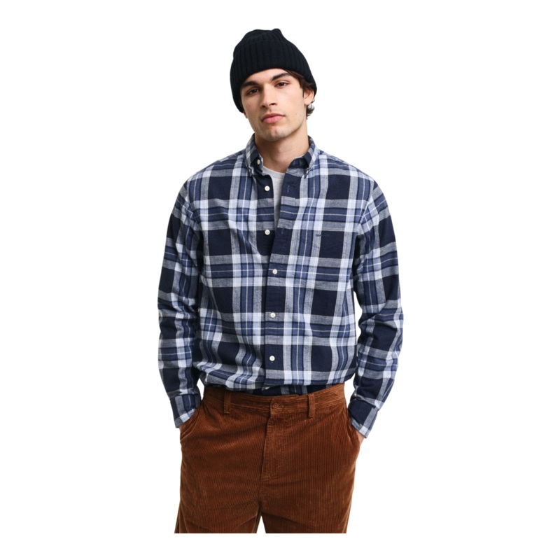 GANT Reg Tartan Melange Check Shirt Evening Blue Small