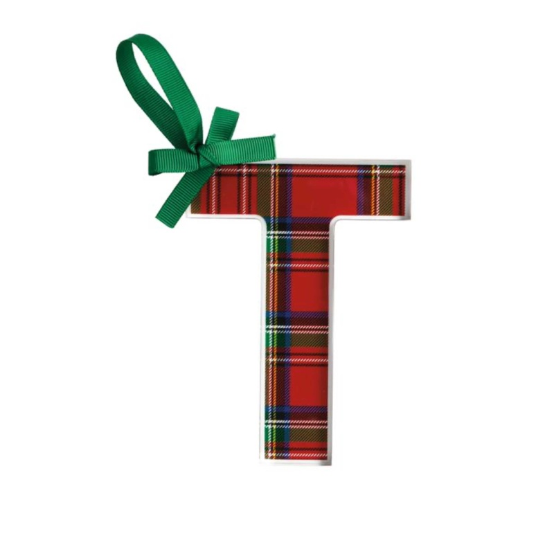 Initial Tartan Ornament (T) O/S