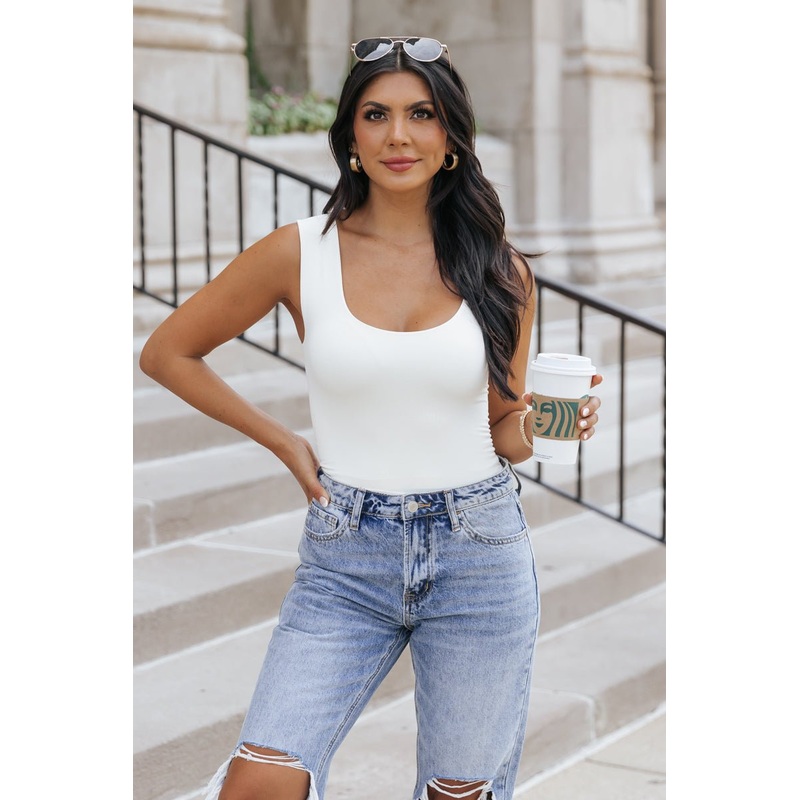 Seamless Double Layered Tank Top – White Small/Medium