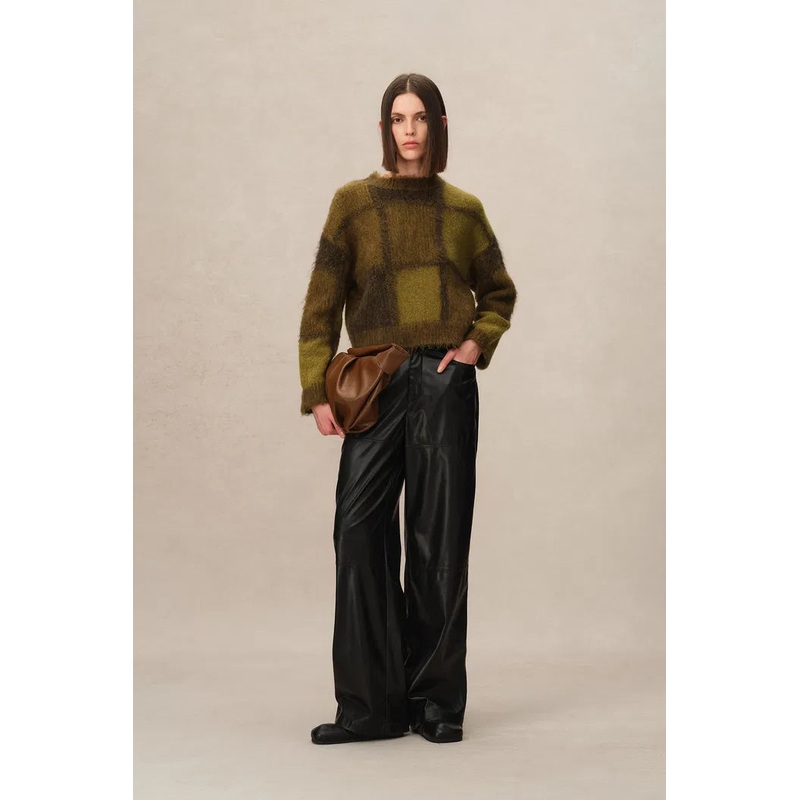 Sibton Checked Cropped Pullover in Baby Alpaca Blend Knit XS