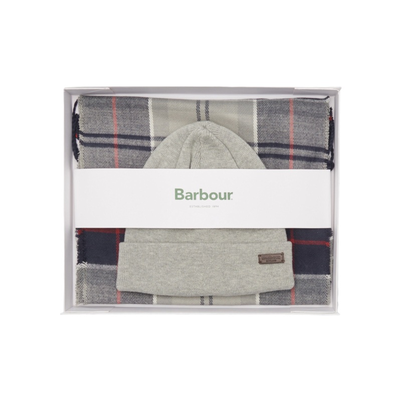 Barbour Swinton Beanie & Galingale Scarf Gift Set Blue Granite One Size