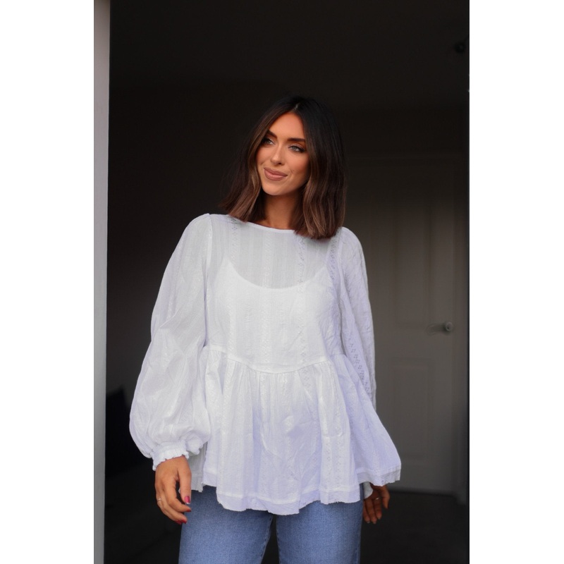 Flowy Ivory Ruffled Tunic – FINAL SALE Small