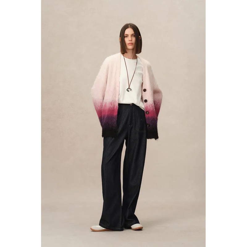 Fraise Ombre Cardigan in Baby Alpaca Blend Knit XS