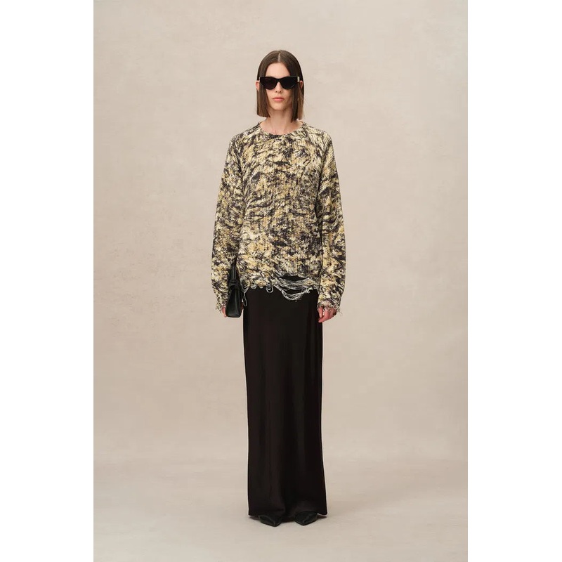 Hesper Animal Print Sweater in Chunky Cotton Knit XS