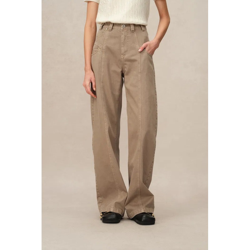 Liberty Barrel Leg Washed Jeans in Cotton Denim XS