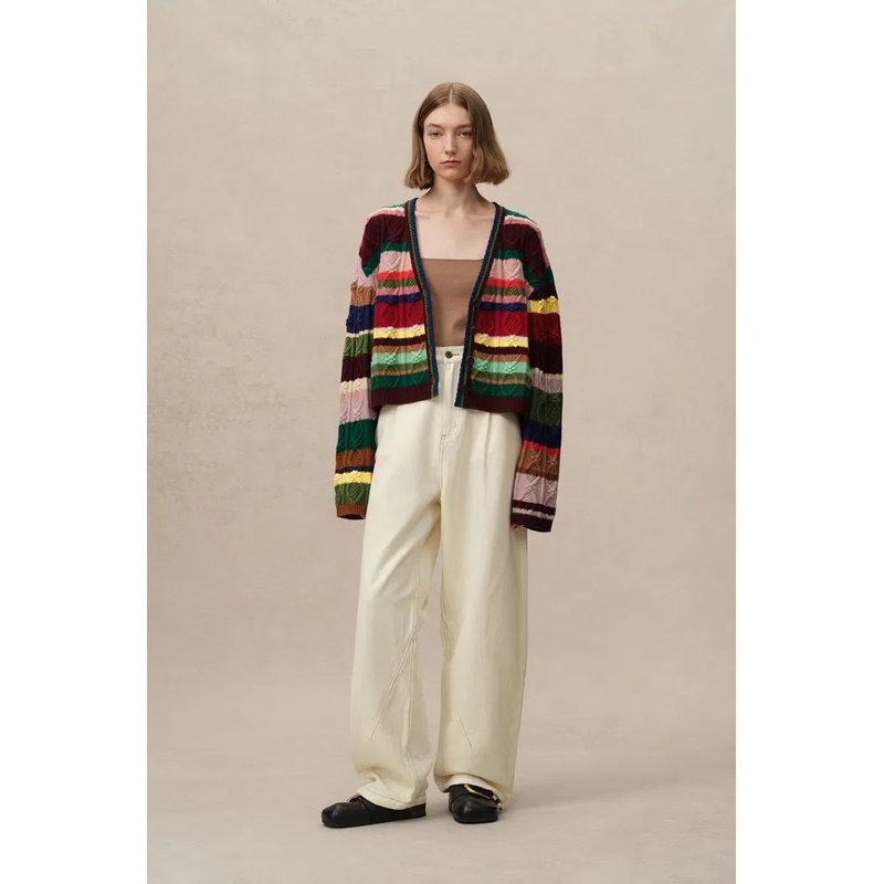 Lila Colorful Cardigan in Merino Wool Knit XS