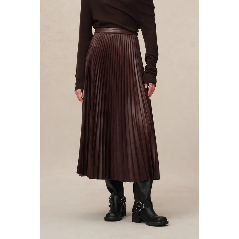 Mari Pleated Skirt in Vegan Leather XS