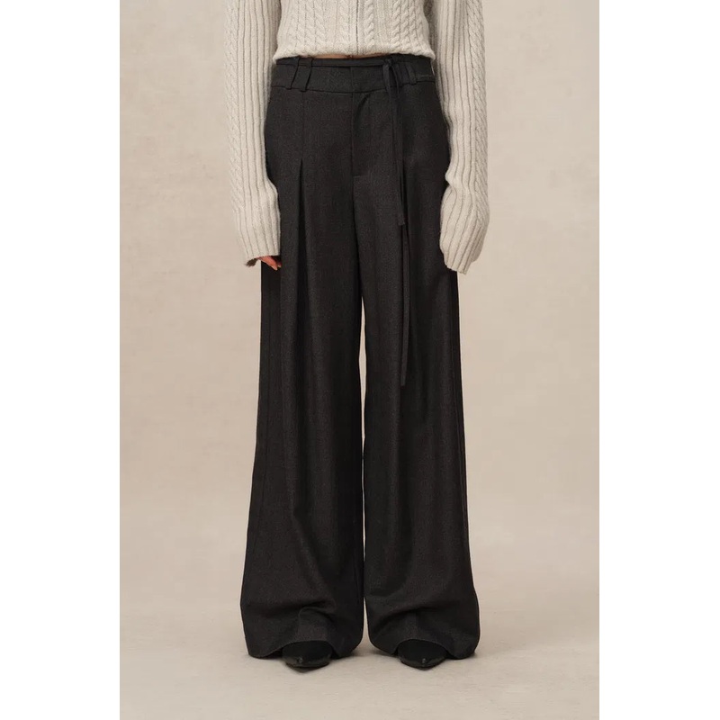 Paola Wide Leg Suit Pants in Fine Worsted Wool XS