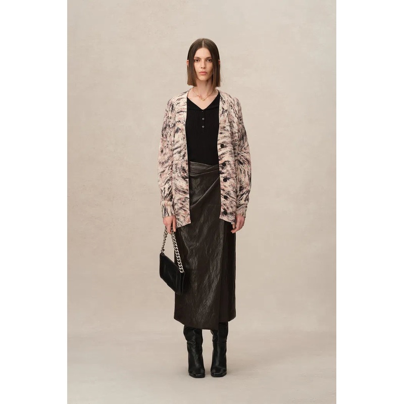 Zoey Animal Print Cardigan in Chunky Cotton Knit XS