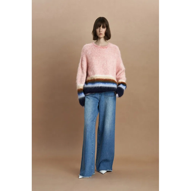 Ava Rainbow Striped Knit Sweater XS