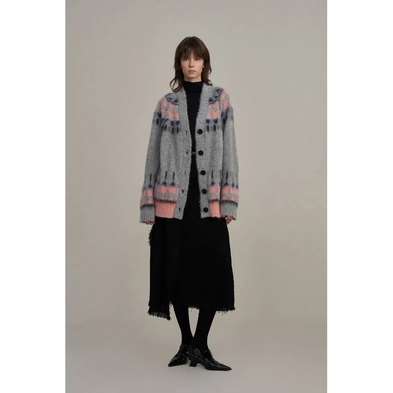 Deanna Fair Isle Cardigan in Baby Alpaca Blend Knit XS