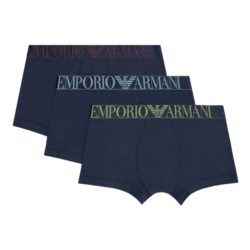 Emporio Armani 3-Pack Trunks Navy Small