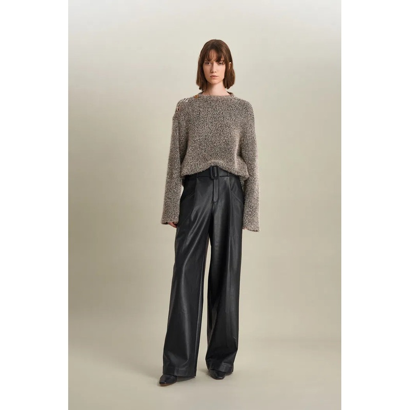 Eva Asymmetric Metallic Sweater in Lurex Blend Knit XS
