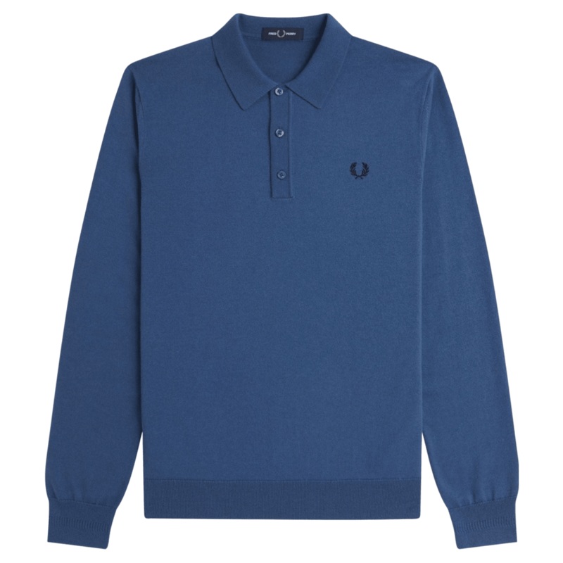 Fred Perry Long Sleeve Knit Midnight Blue Medium