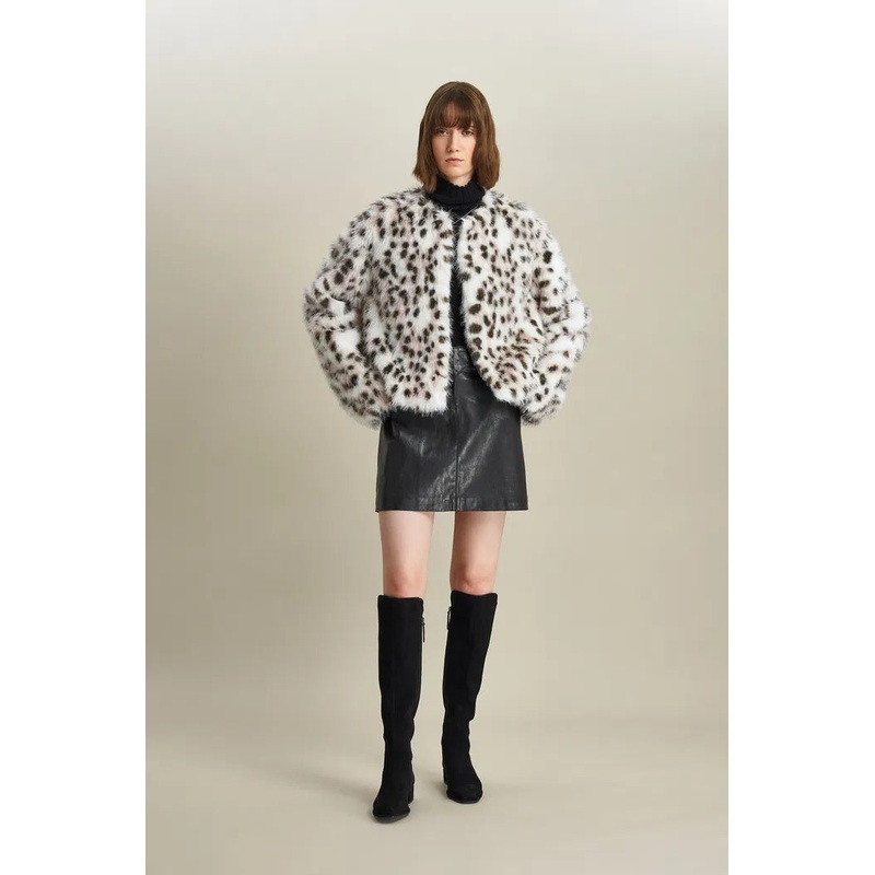 Lucrezia Snow Leopard Coat in Premium Faux Fur XS