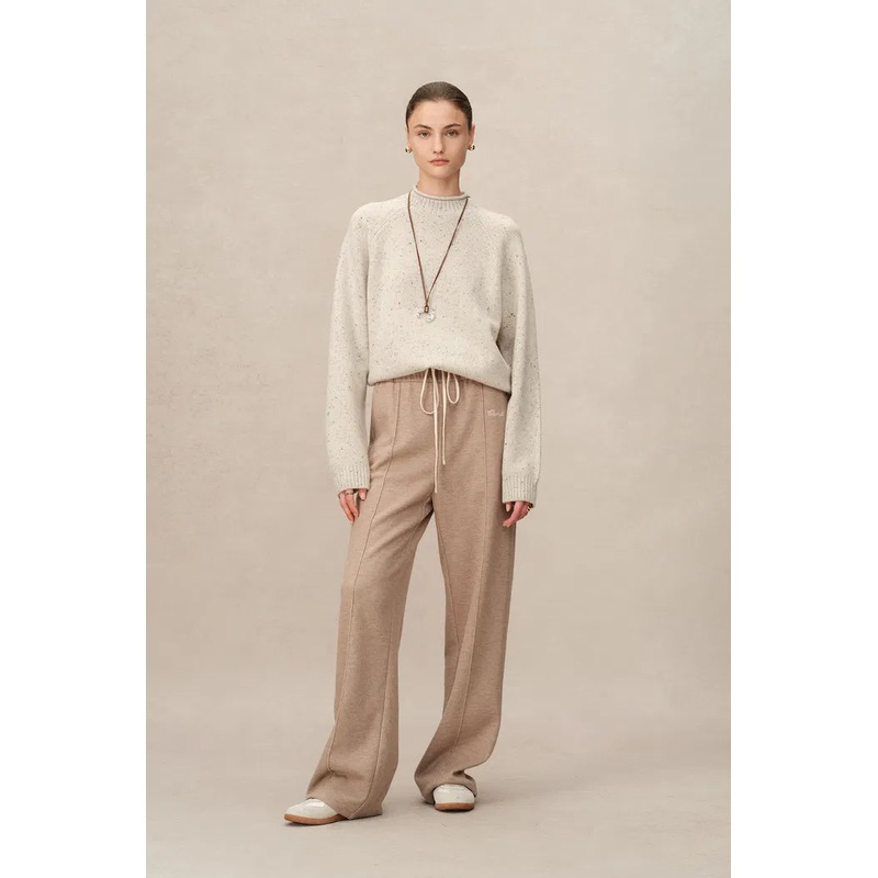 Lucy Mock Neck Speckled Sweater in Merino Wool Knit XS