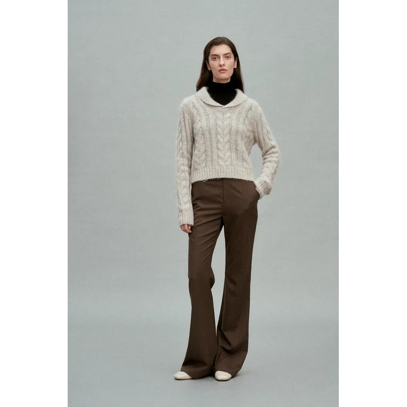 Moon Lapel Sweater in Kid Mohair-Wool Knit XS