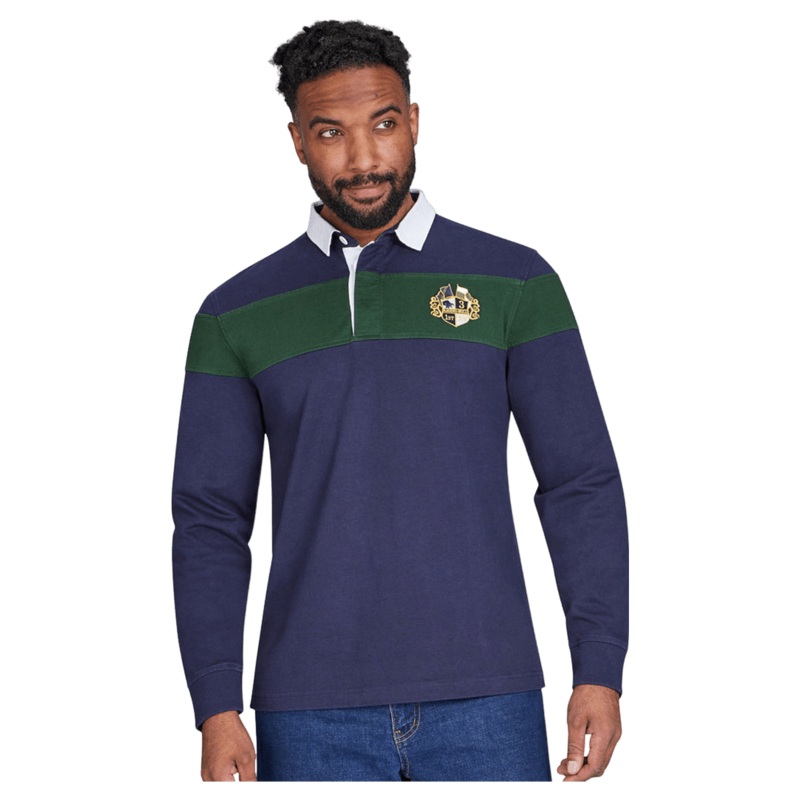 Raging Bull Chest Panel Rugby Shirt Navy 3 X-Large