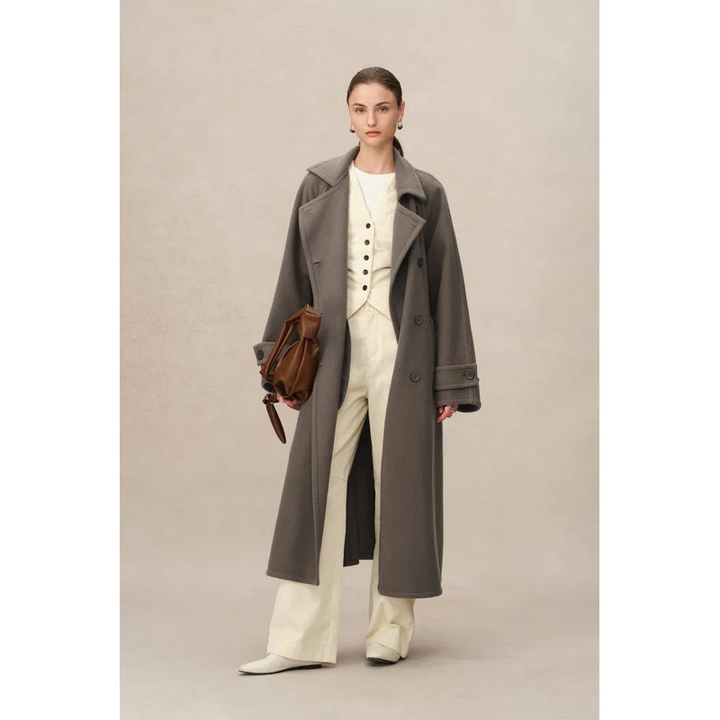 Francis Detachable Scarf Coat in Silk-Wool Blend XS