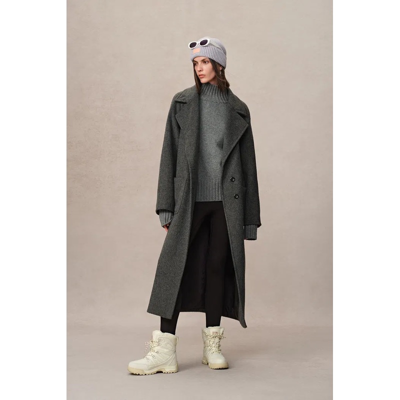 Rond Lapel Overcoat in Alashan Camel Wool Silk XS