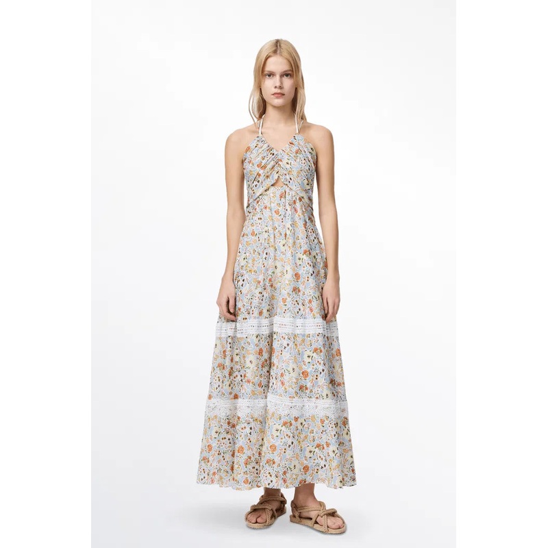 Sijia Flora Lace Dress in Tencel Linen XS