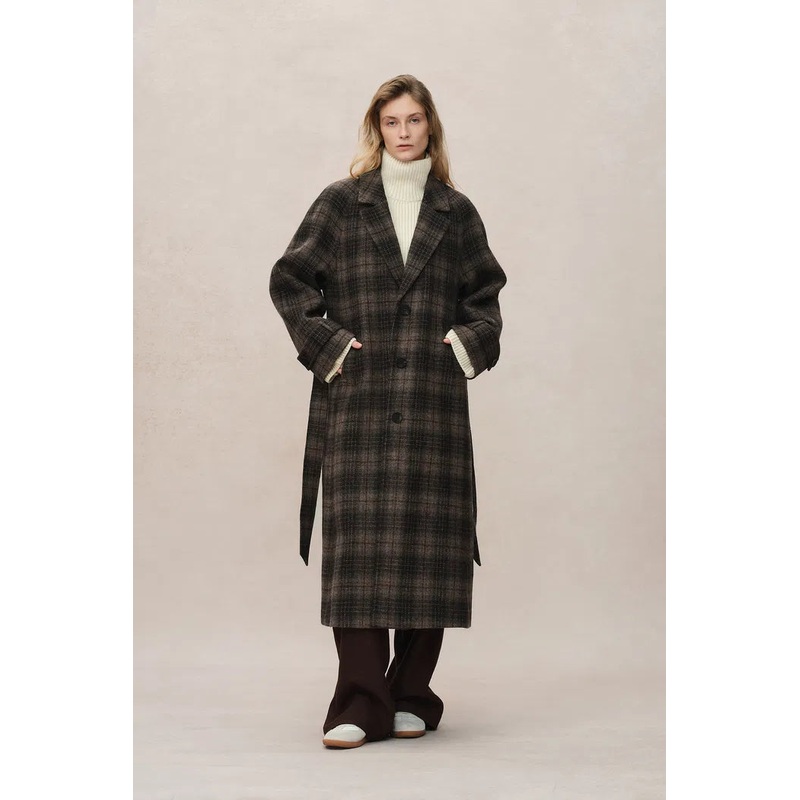 Virginia Plaid Overcoat in Wool XS