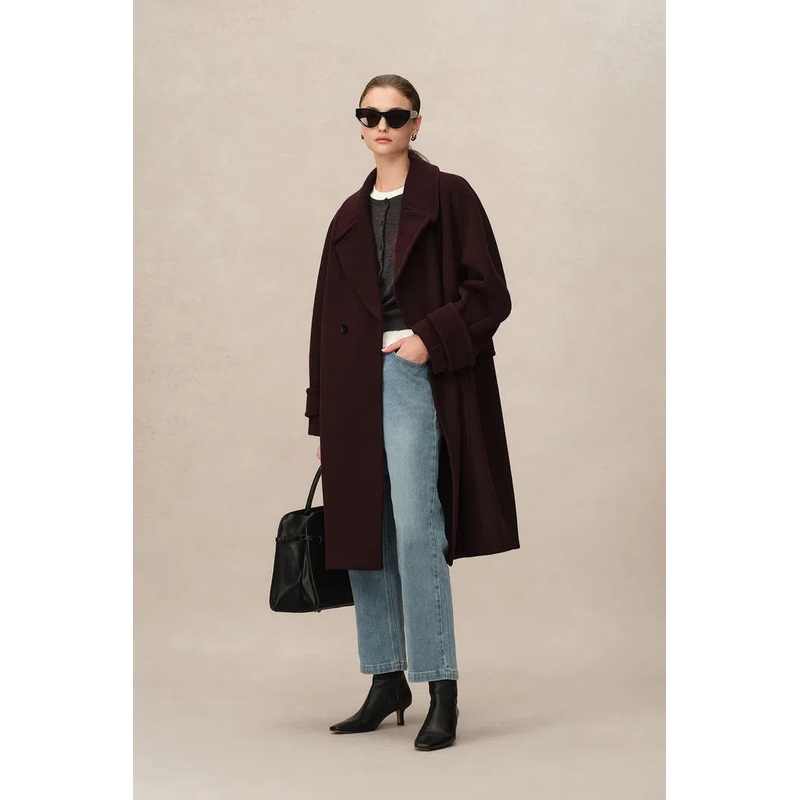 Emma Sailor Collar Oversized Coat in Merino Wool Single-Face Cloth XS