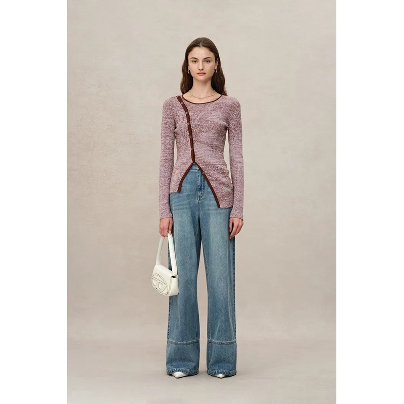 Fluttera Side-Slit Sweater in High-Stretch Knit XS