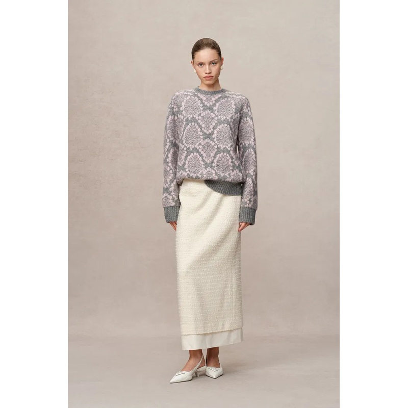 Masina Sequined Snake Zodiac Sweater in Chunky Merino Wool Knit XS