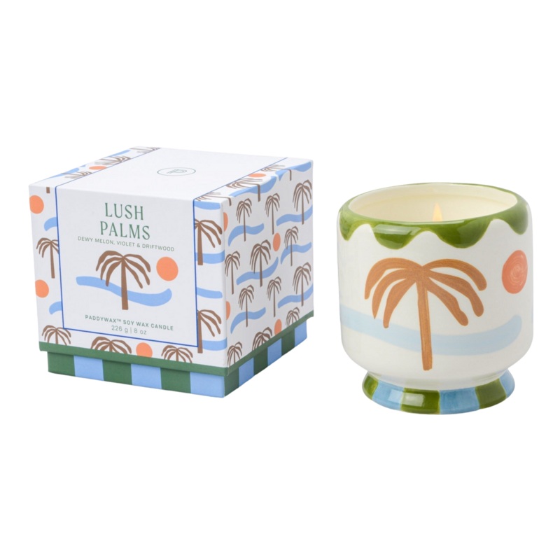 Paddywax Adopo 8oz/226g Palm Tree Ceramic Candle Lush Palms One