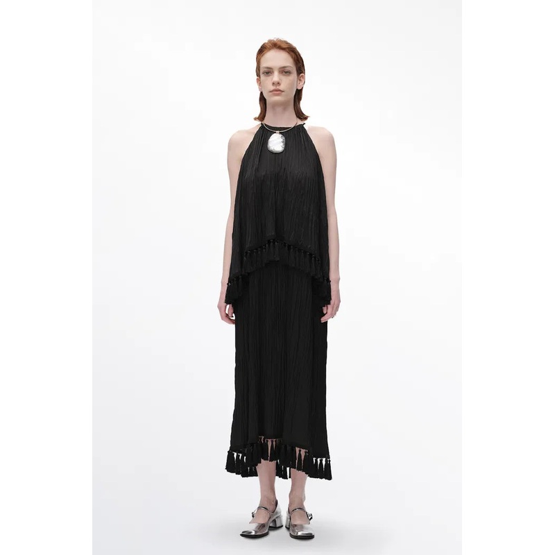 Undine Pleated Fringe Dress XS