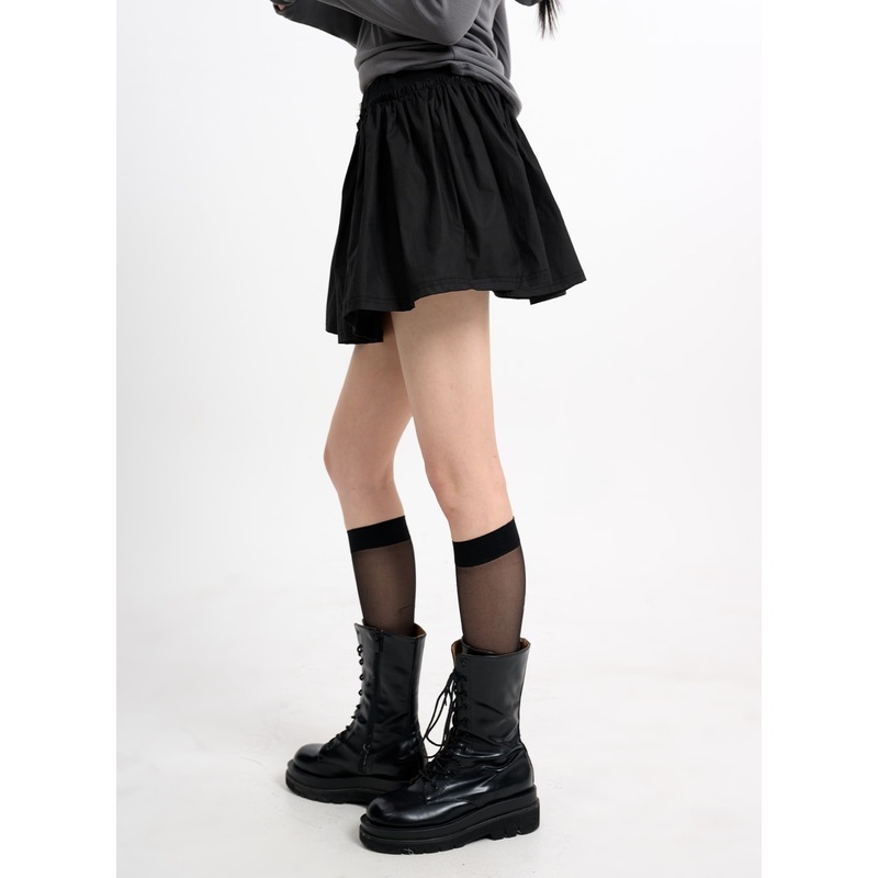 Basic Ruffle Hem Mini Skirt CM415 Black S/M