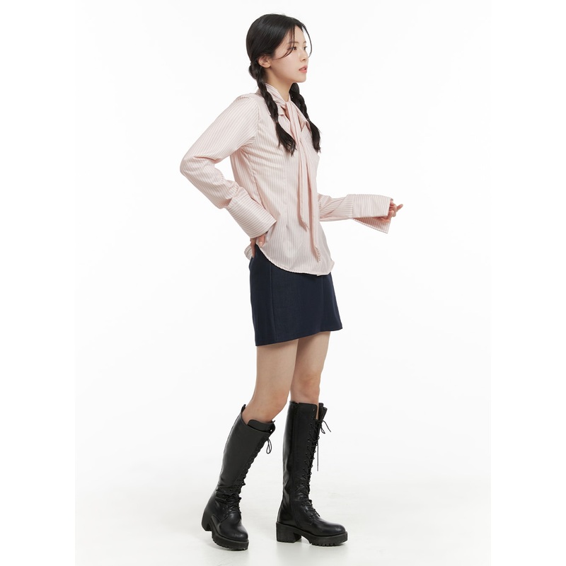 Solid Chic Mini Skirt OM421 Dark blue S/M