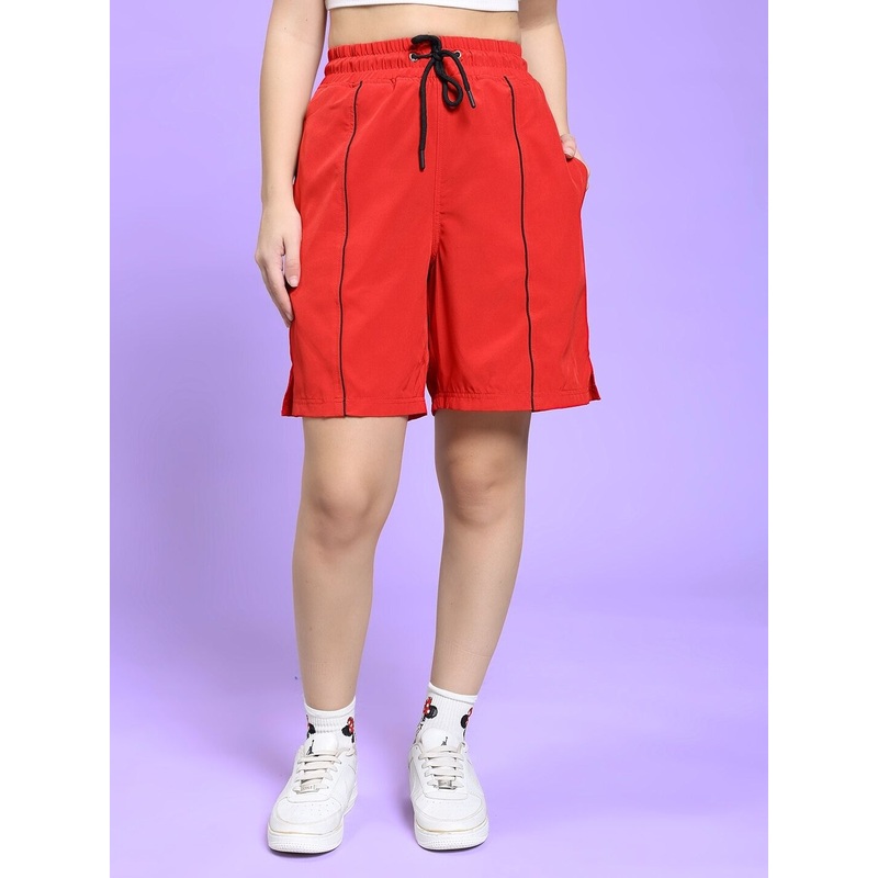 WOMEN CHAMPION ZONE FRONT PLATED SHORTS RED XS