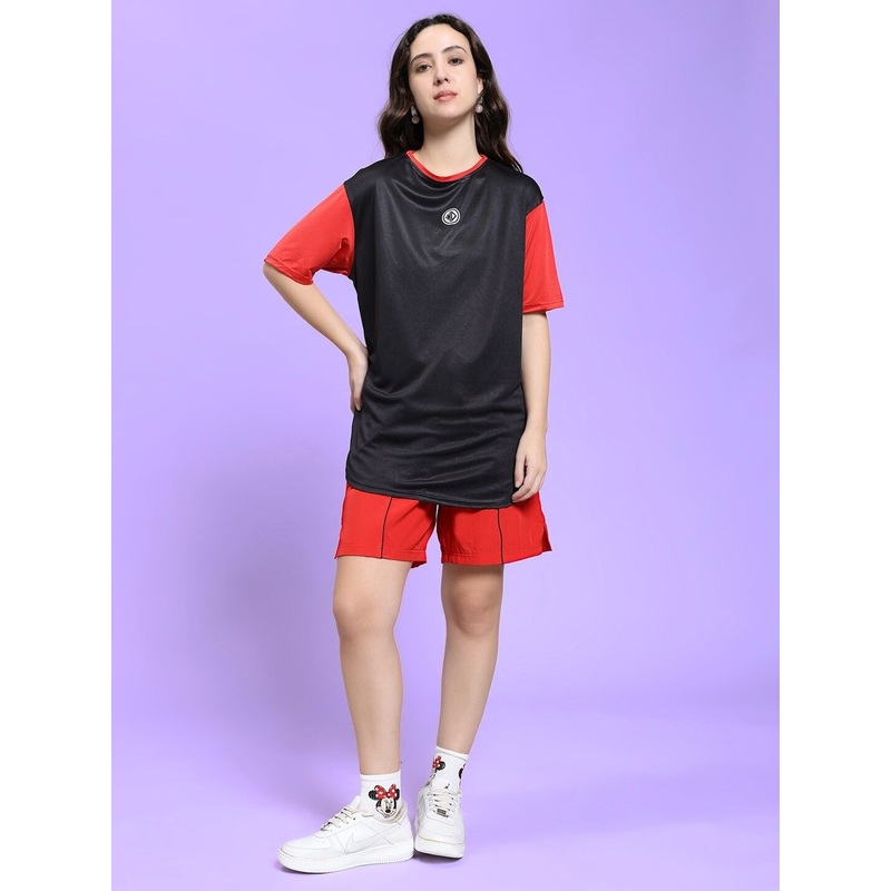 WOMEN CHAMPION ZONE REGULAR FIT CO-ORD SET BLACK RED XS