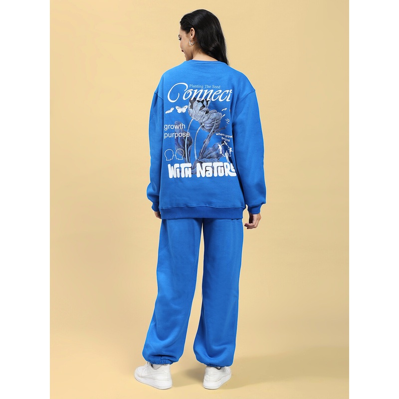 WOMEN NATURE LINK FLEECE CO-ORD SET ROYAL BLUE XS