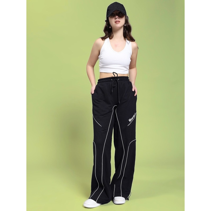 WOMEN SIGNATURE PIPING JOGGERS BLACK XS