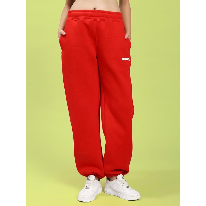 WOMEN ZENO RELAXED FIT FLEECE JOGGER RED XS