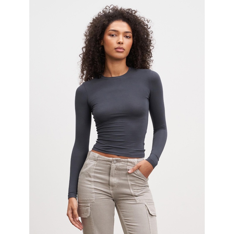 Womens Cotton Jersey Long Sleeve T-Shirt in Slate Blue XXS (4) Slate Blue Jersey