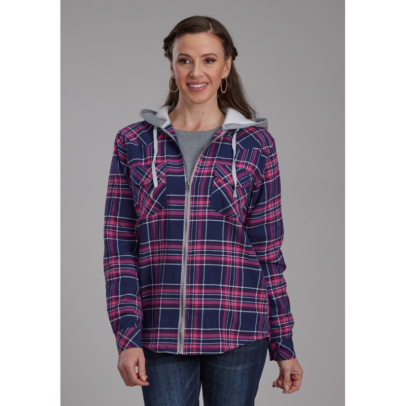 Womens Thermal Lined Flannel Shirt Snap Jacket S