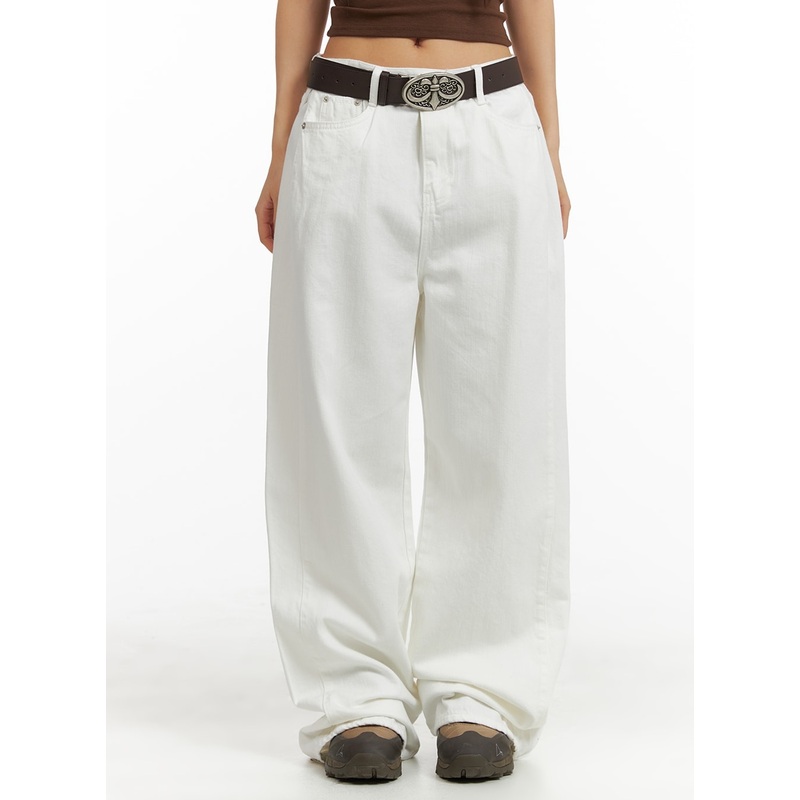 Basic Baggy Cotton Pants CM408 White S