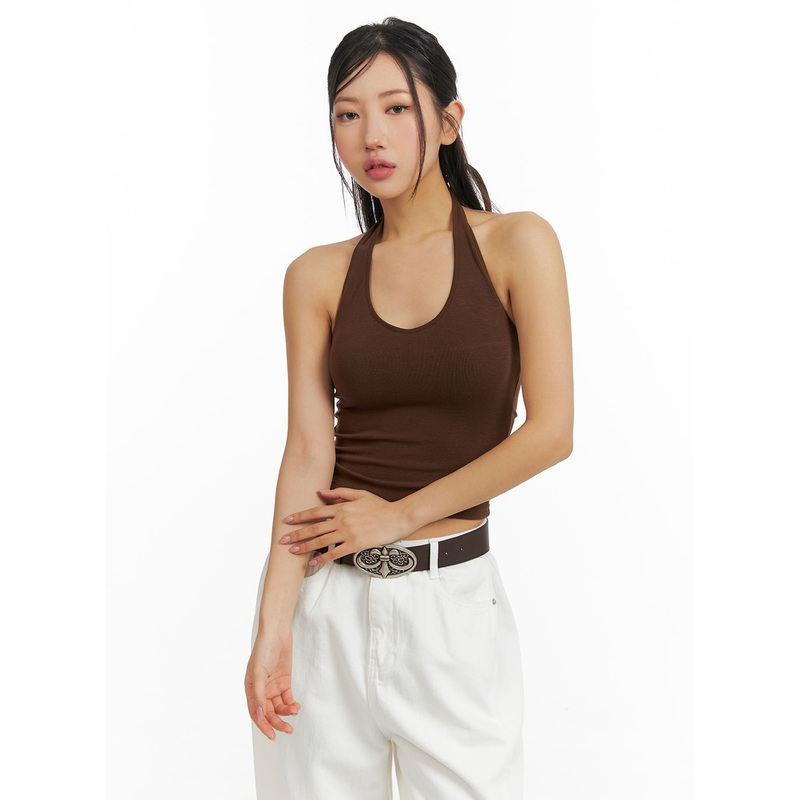 Basic Halter Top CM408 Brown S/M