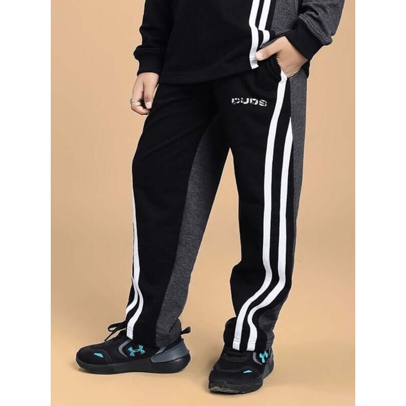 BOSCO STRIPE JOGGER FOR BOYS AND GIRLS BLACK DARK GREY 1-2 YRS