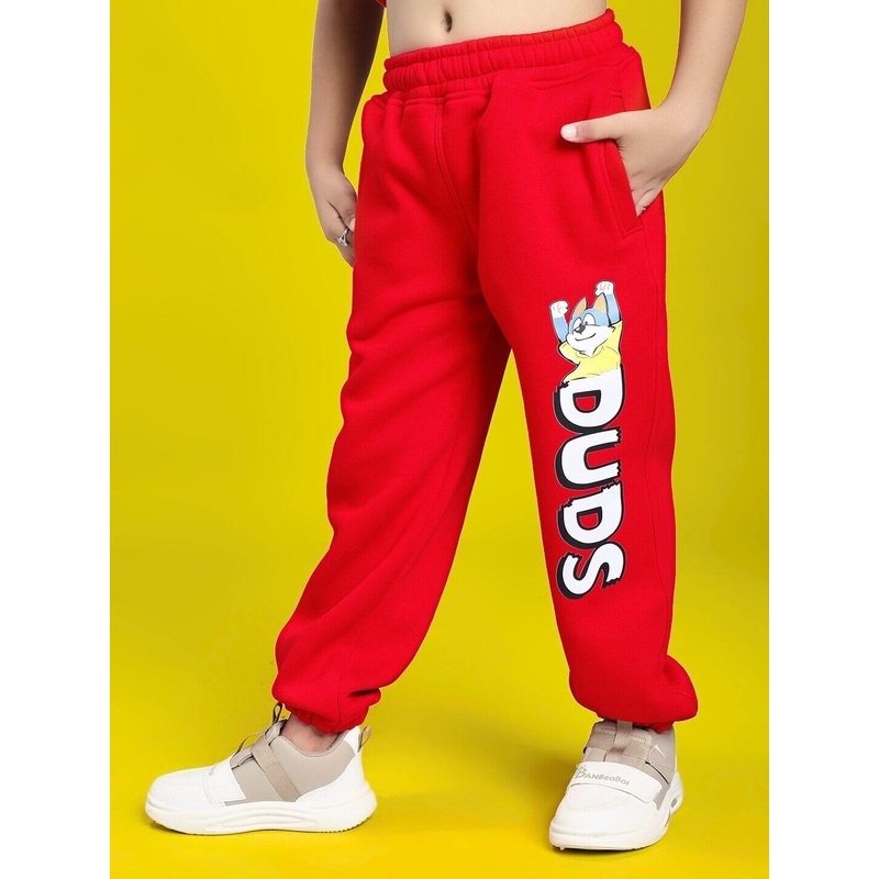 HUG WITH THE DOG FLEECE JOGGER FOR BOYS AND GIRLS RED 1-2 YRS