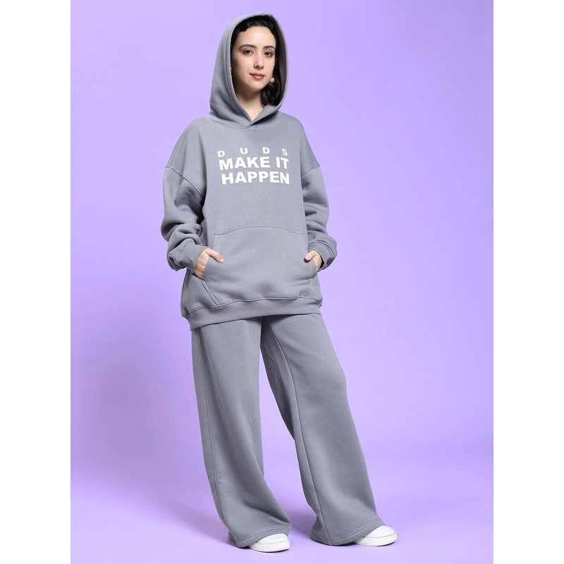 WOMEN MAKE IT HAPPEN FLEECE CO-ORD SET GREY XS