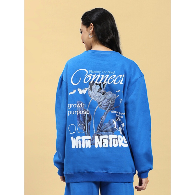 WOMEN NATURE LINK FLEECE SWEATSHIRT ROYAL BLUE XS