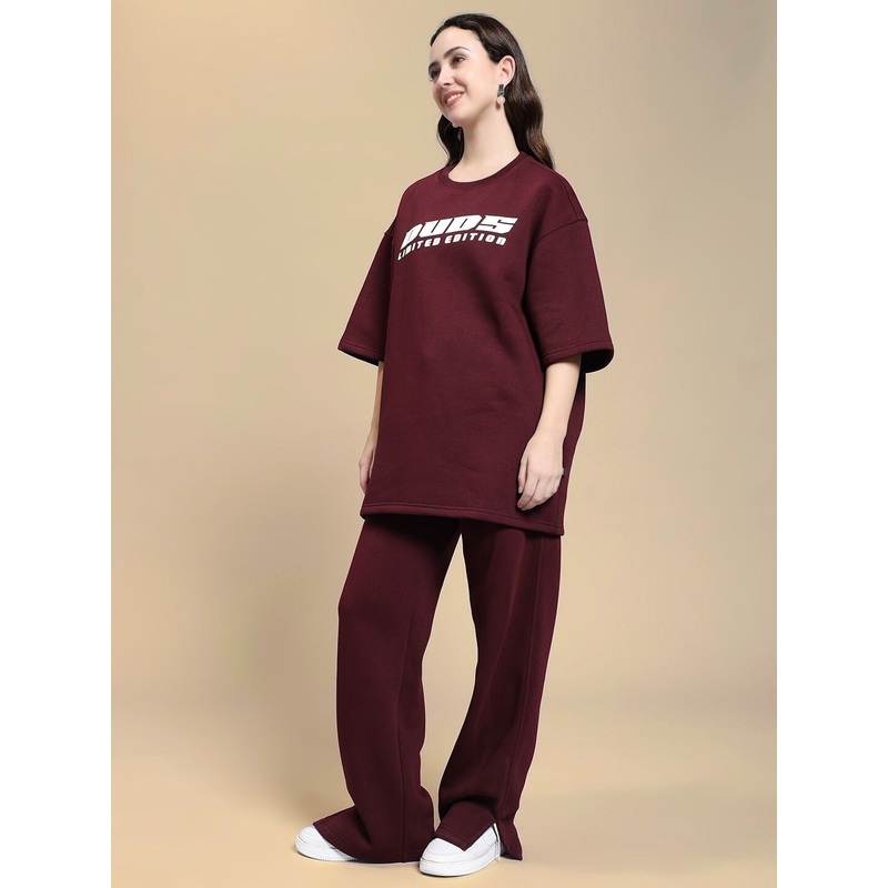 WOMEN SKODA FLEECE CO-ORD SET MAROON XS