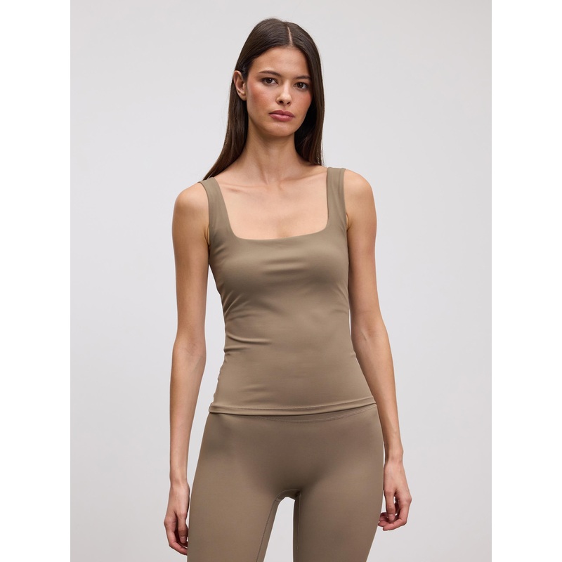 Womens Active Square Neck Vest in Taupe XXS (6-8) Taupe Active